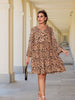 Plus Size Print 4XL Midi Dress Women's Long Sleeve A Line Elegant Casual Loose Dresses 2023 Fall Large Clothing