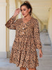 Plus Size Print 4XL Midi Dress Women's Long Sleeve A Line Elegant Casual Loose Dresses 2023 Fall Large Clothing