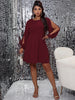 Plus Size Women Elegant Midi Dress Curvy Large Sizes Autumn 4XL 2023 Pink O Neck Long Sleeve A Line Casual Loose Party Dresses