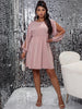 Plus Size Women Elegant Midi Dress Curvy Large Sizes Autumn 4XL 2023 Pink O Neck Long Sleeve A Line Casual Loose Party Dresses