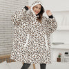 Print Hooded Sweatshirt Women Oversized Hoodie Fleece Blanket With Sleeves Leopard Pullover Female Large Sweatshirt Sudaderas