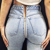 Sexy Back Zipper Light Blue Denim Jeans 2022 Autumn Winter Women High Waist Skinny Pencil Pant Female Streetwear Trousers