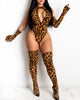 Sexy Leopard One Piece Bodysuits Top + Gloves-No Positioning Printing Women Sets Skinny Party Club Spring Summer 2022