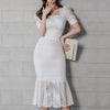 Sexy White Lace See Through Mermaid Skirts Women 2121 Summer Korean Style 2 Pieces Suits Elegant Special Occasion Set Femme