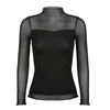 Sexy Women Blouses See Through Glitter Mesh Turtleneck Long Sleeve Sheer Blouse Casual Slim Shirt Ladies Tops Tee Clubwear