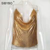 Sexy Metal Crop Tops Women 2022 Backless Bralette Tops Summer Beach Party Club Women Sequin Cropped Tank Top Camisole