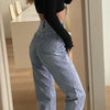 Spring 2022 Women Straight Leg Jeans Irregular Belt High Waisted Boyfriend Jeans Woman Casual Loose Harajuku Denim Pants