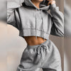 Spring Autumn Women Tracksuits Female Long Sleeve Hooded Short Sweatshirts Sweatpants 2pcs Outfits Set Casual Clothing