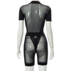 Spring Sexy Two-Piece Set Women Mesh Sheer Short-sleeve Bodysuit Crop Top+Shorts Sets Nightclub Lounge Club Outfits