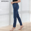 Srpedro Simple Elastic Waist Pants Big Pocket Sexy Women Casual Jeans Lift Butt Leggings Crease Stretch Slim Mom Pencil Trousers