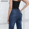 Srpedro Simple Elastic Waist Pants Big Pocket Sexy Women Casual Jeans Lift Butt Leggings Crease Stretch Slim Mom Pencil Trousers