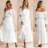 Strapless Long Sleeve Loose Sexy Off Shoulder Lace Boho Women Maxi Dress Women White Beach Dress