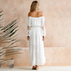 Strapless Long Sleeve Loose Sexy Off Shoulder Lace Boho Women Maxi Dress Women White Beach Dress