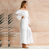 Strapless Long Sleeve Loose Sexy Off Shoulder Lace Boho Women Maxi Dress Women White Beach Dress