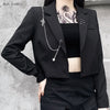 Streetwear Black Gothic Punk Cross Chain Grunge Style Autumn Long Sleeve Cropped Blazers Women Single Breasted Blazer