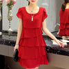 Summer Dress Women Plus Size 5XL New 2022 Loose Chiffon Cascading Ruffle Red Dresses Causal Ladies Elegant Party Cocktail Short