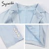 Syiwidii Blazer Women Jacket Office Lady Acetate Satin Coats Blazer Ladies Tops 2022 Clothing Sky Blue Silk Loose Spring