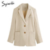 Syiwidii Suit Blazer Women 2022 Fall Winter Beige Black Jacket Women Elegant Office Lady Coats Single Breasted Notched Outwear