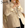 Syiwidii Suit Blazer Women 2022 Fall Winter Beige Black Jacket Women Elegant Office Lady Coats Single Breasted Notched Outwear