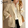 Syiwidii Suit Blazer Women 2022 Fall Winter Beige Black Jacket Women Elegant Office Lady Coats Single Breasted Notched Outwear