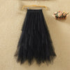 Tulle Skirts Womens Faldas Mujer Moda 2023 Elastic High Waist Mesh Tutu Maxi Pleated Long Midi Saias Jupe Women's Skirt