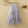 Tulle Skirts Womens Faldas Mujer Moda 2023 Elastic High Waist Mesh Tutu Maxi Pleated Long Midi Saias Jupe Women's Skirt