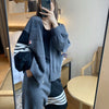 Two Piece Set Women Outfits Plus Size Sets Top Clothing Pant Suits Vacation Clothes Spring 2023 Korea Style Striped Cardigan