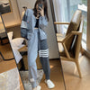 Two Piece Set Women Outfits Plus Size Sets Top Clothing Pant Suits Vacation Clothes Spring 2023 Korea Style Striped Cardigan