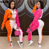 VAZN 2023 Women Gym Fitness Patchwork Print Set Gym Clothing Sport Suit Women Full Sleeve Tracksuit