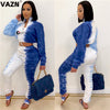 VAZN 2023 Women Gym Fitness Patchwork Print Set Gym Clothing Sport Suit Women Full Sleeve Tracksuit