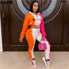 VAZN 2023 Women Gym Fitness Patchwork Print Set Gym Clothing Sport Suit Women Full Sleeve Tracksuit