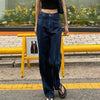 WeiYao Tie Dye Print Blue Baggy Mom Jeans Woman High Waist Casual Loose Wide Leg Denim Trousers Female Korean Streetwear