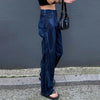 WeiYao Tie Dye Print Blue Baggy Mom Jeans Woman High Waist Casual Loose Wide Leg Denim Trousers Female Korean Streetwear