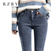 Winter Thick Pant Velvet Women High Waist Skinny Jeans Fleece Warm Slim fit Stretch Ladies Casual Denim Pencil Pants RZBY615