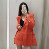 Woman Suits With Skirts Sets 2023 Tweed Office Single-Breasted Jacket Coat Midi Skirt 2 Piece Set Women Suit