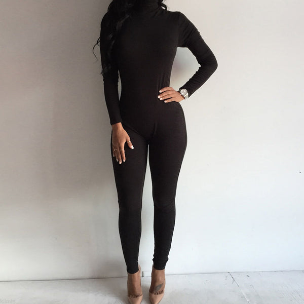 Women Clothes Zipper Clubwear Bodysuits Playsuit Long Sleeve Bodycon Party Jumpsuit Trousers Bodysuit 6-14