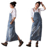 Women  Loose Maxi Denim Dress S-5XL Suspenders Strap Ladies Ripped Bib Blue Dresses Plus Size 2022 Holes Jean Dress