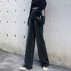 Women Jeans Casual Solid Black Loose Wide Leg Thickening Denim Female Bottoms High Waist Streetwear Korean Style Boyfriends Chic