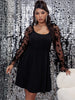 Women Plus Size Long Sleeve Lace Midi Dress 2023 Autumn Clothing Black Elegant Frocks Big Size Evening Party Night Wear Dresses