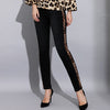 Women Skinny High Waisted Black Jeans with Stripes Sexy Leopard Print  Striped Jeans Elastic Women Pencil Pants Denim Trousers