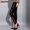 Women Skinny High Waisted Black Jeans with Stripes Sexy Leopard Print  Striped Jeans Elastic Women Pencil Pants Denim Trousers