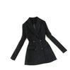 Women autumn winter double breasted wool blends blazer + pencil package hip skirt OL wind suit 2 pieces set