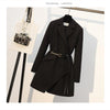 Women's Autumn Long Sleeve Casual Blazer Coat Midi Skirt Two Piece Korean Chic Elegant Black Professional Suit Set