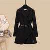 Women's Autumn Long Sleeve Casual Blazer Coat Midi Skirt Two Piece Korean Chic Elegant Black Professional Suit Set