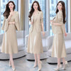 Women's Autumn Winter Suit Jacket Dress Set 2023 Korean Elegant Temperament Blazers Suspender Midi Skirt Two-piece