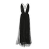 Women's Deep V Neck Sleeveless Elegant Formal Prom Long Maxi Cocktail Party Ball Gown Bandage Blackless Dress Red Black XL