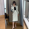 Women's Suit Coat Temperament Midi Skirt Two-piece Korean Chic Elegant Spring and Autumn Casual Blazers Jacket Set