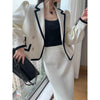 Women's Suit Coat Temperament Midi Skirt Two-piece Korean Chic Elegant Spring and Autumn Casual Blazers Jacket Set