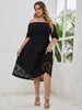 Women's Plus Size 4XL Midi Dress Slash Neck Black 2023 Summer Loose Elegant Ladies Autumn Clothing Oversized Big Size Dresses