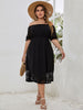 Women's Plus Size 4XL Midi Dress Slash Neck Black 2023 Summer Loose Elegant Ladies Autumn Clothing Oversized Big Size Dresses